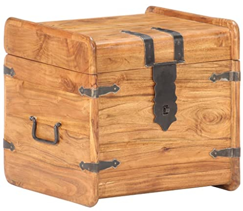 vidaXL Akazienholz Massiv Truhe Abschließbar Aufbewahrungsbox Holzkiste Nachtschrank Holztruhe Nachttisch Schatztruhe Schatzkiste 40x40x40cm