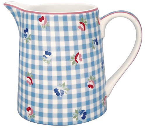 GreenGate Krug Viola Pale Blue Blau Karo 0,5 L Kanne Porzellan Geschirr Karaffe