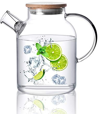 CnGlass Teekanne Glas 1500ML/50,7OZ, Klare Glasteekanne mit Siebeinsatz, Herdplattensichere Teekanne für lose Blätter und blühenden Tee, blühendes Tee Geschenk Set