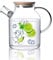 CnGlass Glass Teapot Stovetop Safe,1500ML/50.7oz Clear Glass Pitcher with Removable Filter Spout for Loose Leaf and Blooming Tea