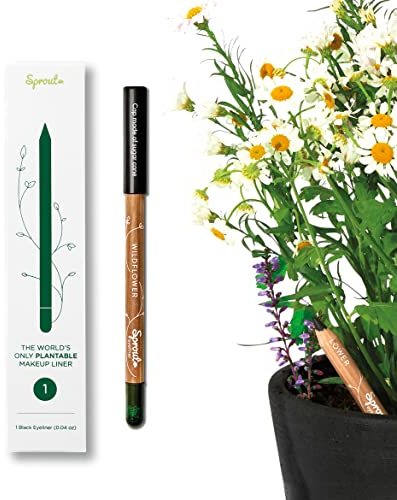 Sprout Wasserfester Eyeliner | Geschmeidiger Weicher Kohl Eyeliner| Vegane Rezeptur| Pflanzlicher Eyeliner-Stift mit Wildblumensamen | Umweltfreundliches Nachhaltiges Makeup-Geschenk | Schwarz