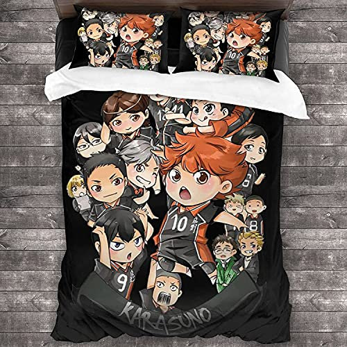 ANSSON Haikyuu Kinder Bettwäsche Anime Mikrofaser Bettbezug Mit Reißverschluss,Karasuno High School Fanartikel Bettwäsche-Sets Kissenbezug (135x200cm, Haikyuu6)