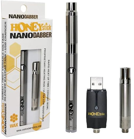 HoneyStick NANO Wax Dab Pen Sleek Dab Pen Wax Vaporizer High Capacity 500 mAh Twist Variable Voltage 510 Thread Battery No Nicotine