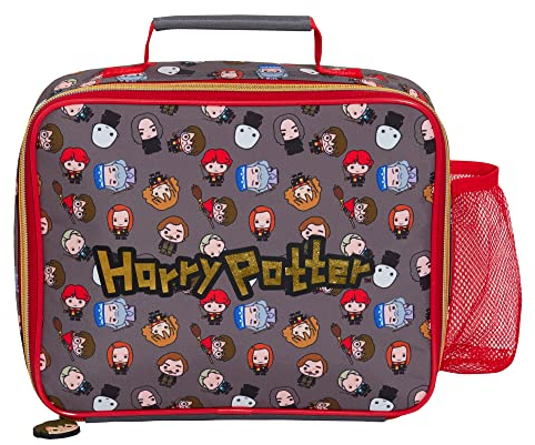 Harry Potter Lunchtasche für Kinder, Chibi-Charakter, isolierte Schule, Lunchbox mit Flaschenhalter, grau, Einheitsgröße, Lunchbox