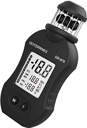 Windmesser Digitales Anemometer GR-876 Handwindmessgerät 0.7~42m/s Taschenanemometer Luftgeschwindigkeitsmesser mit Kompass Windgeschwindigkeitsmesser zur Messung der Windgeschwindigkeit Unterstützung