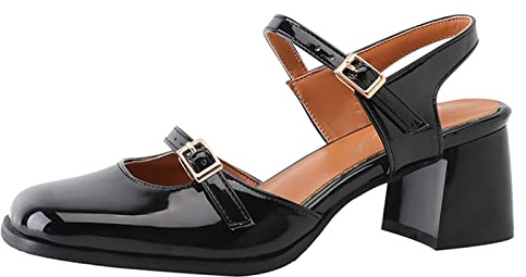 OALEEN Chaussure Mary Jane Femme Vintage Talon Carré Ouverte