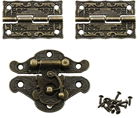 MEETOOT Schmuckkästchen aus Zinklegierung, antiker Vintage-Stil, mit 2 Scharnieren und Befestigungsschrauben, Bronze, 28681-JBVLH-1