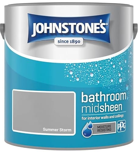Bathroom Paint - Mid Sheen Finish - Summer Storm - Stain Blocker Paint - Use in Moist & Damp Areas - Low Odour - Dry in 1-2 Hours - 2.5L