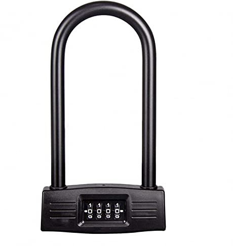 U-Locks Bicycles U Lock Heavy Duty 4-Digit Resettable Bicycle U-Lock Security Anti-Theft PVC Coated Hardened Steel Bike Lock for Bicycle, Blue (Black)