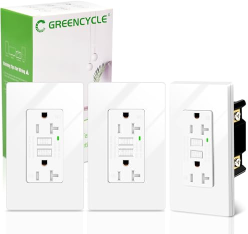 Greencycle GFCI Outlet 20 Amp 3 Pack, GFI Electrical Outlet White