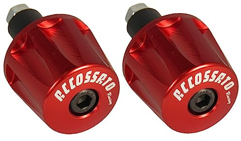 Paar rote Accossato Gegengewichte für Lenker mit Innenloch von 12 mm bis 20 mm für Aprilia Dorsoduro 900 von 2017 bis 2018 (CC 900)