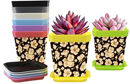 Lot de 8 petits pots de fleurs – Idéal pour une utilisation en intérieur et en extérieur – Pot de fleurs japonais en forme de cerisier – Décorez votre maison avec ces pots élégants