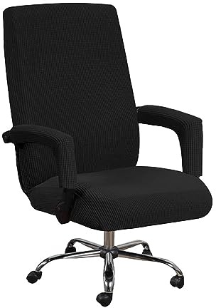 RAKTOV Housse de chaise de bureau extensible, housse de chaise à dossier haut pivotant, housse de siège avec accoudoirs pour fauteuil rotatif universel, XL, noir