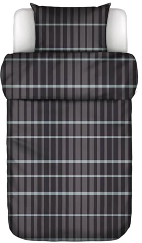 Marc O'Polo Bettwäsche Thori Dark Navy Karo Muster Kariert Linien Blau Braun Winter Flanell, Größe:135 cm x 200 cm