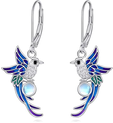 Phoenix Ohrringe für Damen 925 Sterling Silber Vogel Phoenix Mondstein Ohrringe Phoenix Schmuck Geschenke für Frauen Mädchen