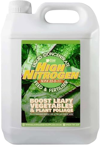 Elixir Garden High Nitrogen Concentrated Fertiliser 500ml Bottle | High Nitrogen Plant Fertiliser for Lawns & Leafy Vegetables | Concentrated 500ml Bottle