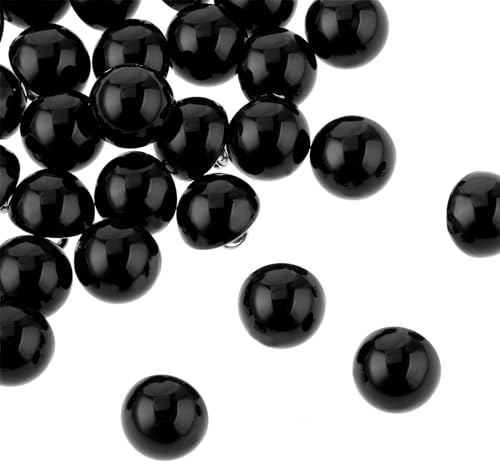 30 Stk 10mm Runde Knöpfe Schwarz - Mit Schaft für Häkeltiere, Zierlich Kunststoff Harz, Universal für Nähen bei Kleidung Hochzeitskleid Röcke Handschuhe Pullover Hemden Hüte Schals & Kunsthandwerk
