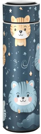 LINNIKEEEE Cute Tiger Pattern Water Bottle Stainless Steel Insulated Vacuum Flask Leak Proof Thermos for Boys Girls