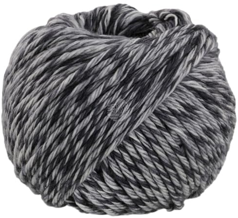 LANA GROSSA Vintage Chunky | Merinoklassiker mit Ton in Ton Farbeffekt | Handstrickgarn aus 100% Schurwolle (Merino) | 50g Wolle zum Stricken & Häkeln | 80m Garn FB 13 Hell-/Dunkelgrau