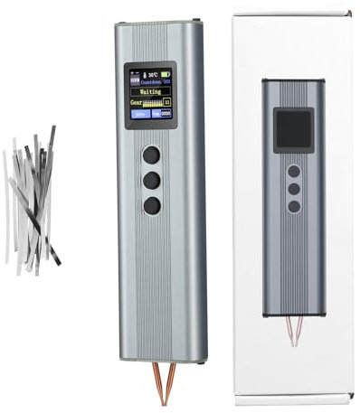 Battery Spot Welder,Handheld Spot Welder with Automatic & Manual Modes,Portable Welder with 11-Level Adjustable,2200mAh Battery,Alumina Brazing Needle,1.3’’ Display for DIY Battery Packs