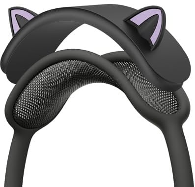 Replacement Headband Cover Soft Washable Silicone Cat Ear Headphone for Apple AirPods Max Accessories, Easy One-Step Installation (Black)