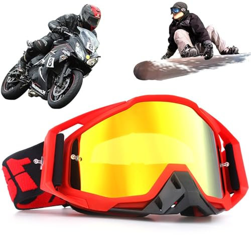 Yoihuqi Winddichte Staubdichte Motocross-Brille, Motocross Brille, SkiBrille, Dirt Bike Crossbrille (Rot)