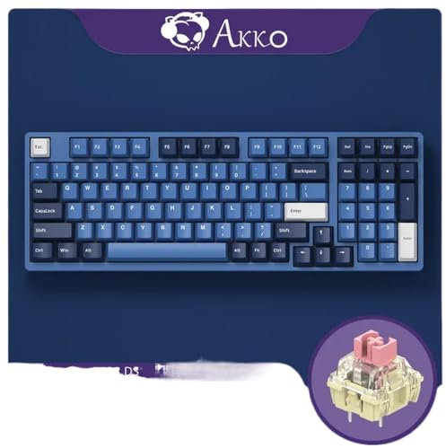 TRyYCB Mechanical Keyboard Wired 98-key PBT Double-Shot Keycaps Profile Ocean Design Compatible with Computer Gamers(TTC Gold Pink)