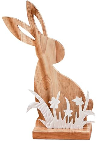 Osterhasen Figuren Holz, Osterdeko Hase, Frühlingsdeko Tisch, Osterhase Deko Figur Hinstellen Aufsteller Tischdekoration Mit Blumen Klein, Modern Holzfiguren Dekohase Osterartikel Innen Ostern Deko