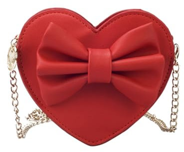 Love Bow UmhäNgetasche FüR MäDchen: Rote HerzföRmige Pu Leder Tasche Mit Schleife Praktische Schultertasche FüR Geburtstagsfeiern Hochzeiten Und Feste