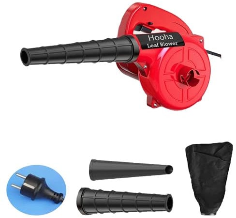 Hooha Schnurgebundene Laubbläser mit 137cm Weiches Gummikabel Leistungsstarkes Elektrischer Staubbläser&Gebläse 200km/h&16000rpm Brushless Leaf Blower für Garten/Rasenpflege/Gartenarbeit(1,3kg,1000W)