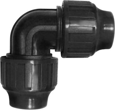S&M 725395 – Codo 90° de polietileno con bocas iguales Ø 40 mm de color negro | Diseñado como enlace rápido para tuberías de riego de 40 mm, resiste altas presiones