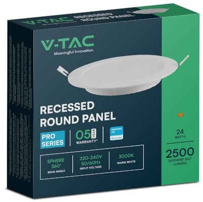 V-TAC LED Mini-Panel - Samsung - Hintergrundbeleuchtung - IP20 - Weiß - 24W- 2500 Lumen - 3000K