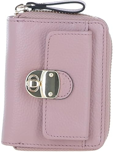 Ashwood Ladies Leather Purse - Compact RFID Wallet for Women – Genuine Leather with 6 Card Slots, Twist Lock & Zip Pockets with Gold Hardware – Elegant Small Purse for Everyday Use: 32057 (Wood Rose)