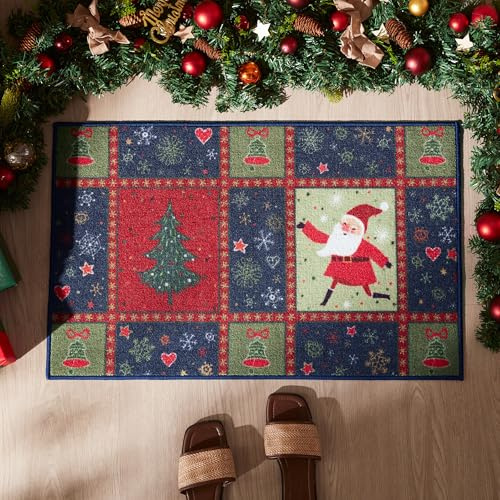 Sonive Christmas Door Mat, Non-Slip 50 x 80 cm Santa Claus Decorations | Dirt Trapper Door Mat for Back & Front Door, Carpet Rug Machine Washable Entrance Rug Doormat