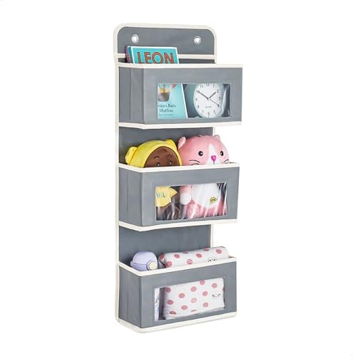 jinminamz HäNgeaufbewahrung mit 3 FäCher, High Capacity TüR Organizer, Türorganizer Hängeorganizer Wand, Organizer HäNgend Wandtasche für Camping, Badezimmer, Zuhause, Wohnmobil, 32x68x10cm, Grau