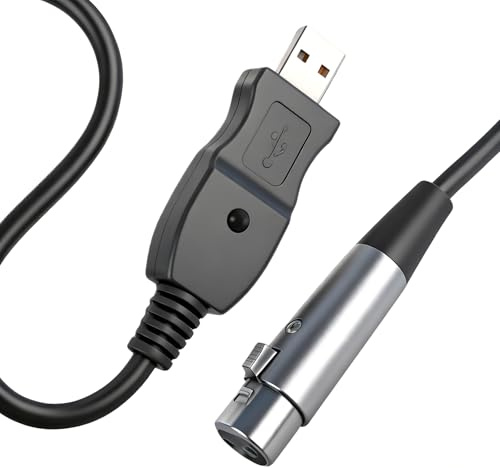 Kryolithm USB-Mikrofonkabel 3m, USB zu DMX 512 Kabel, usb Stecker auf XLR-Buchse für Lichtsteuerung, Audio, Mikrofone und Bühnenbeleuchtung, Plug & Play Verbindung kompatibel
