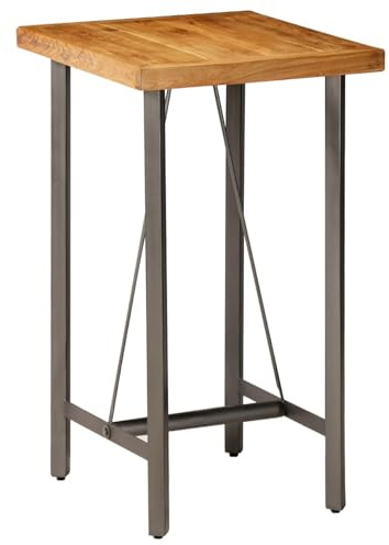 Mengtu Industrieller Stehtisch aus Teak-Altholz + Stahl | 60x60x107 cm | Küche & Esszimmer Model245803