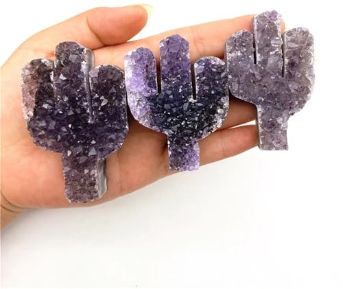 Stone Brazil Amethyst Cluster Cactus Purple Quartz Crystal Cluster Cactus Decor Quartz Crystals(Big)