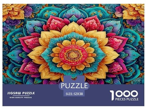 Puzzle 1000 Teile Für Erwachsene - Bunte Mandala, Pädagogisches Spielzeug, Künstlerische Pflanzen, Perfect for Game Nights, Klassisches Lern Puzzle 52x38cm/1000pcs