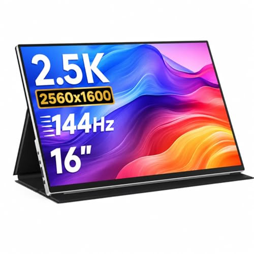 ALLIWAVA P16 Pro Moniteur Portable 16 Pouces 2,5K 144 Hz, IPS 2560 × 1600 16:10, 100% sRGB, 400 CD/m², Boîtier Aluminium, USB-C, Mini HDMI, pour MacBook, PC Portable et Switch