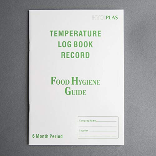 Hygiplas J201 Food Safety Kitchen Temperature Log Book, 6-Month Record | Helps commercial kitchens track daily appliance temperatures to simplify hygiene audits and support HACCP compliance.
