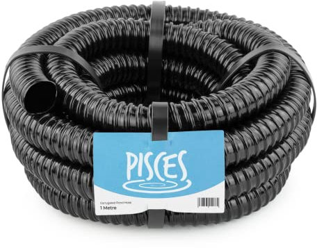 Pisces Flexible Pond Hose Pipe | 32mm (1.25 inch) Order by The Metre | Corrugated Black Tubing for Filter Pumps and UVC System