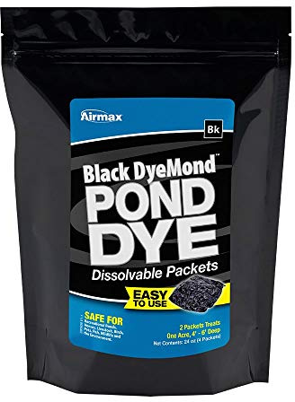 Airmax Black DyeMond Pond Dye Packets, Convenient Water Soluble Packets, Ecofriendly, Clean & Clear Water, No Mixing & Easy to Use, Enhances Natural Color, Treats up to 2 Acres, 4 Packets