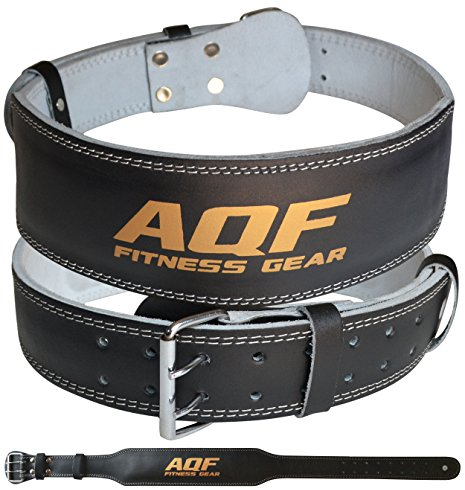 AQF Gewichthebergürtel 10,2 cm Breit Leder Gepolsterte Kraftraining Gürtel, Lendenwirbelstütze Gürtel Mit Wildlederfutter Stahl Schnalle Trainingsgürtel, Bodybuilding Gürtel Herren Damen (L)