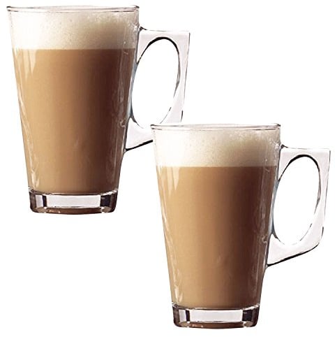Taylor & Brown 240ml Pack of 2 Latte Glasses Mugs - Ideal for Tea Coffee Latte Cappuccino Espresso Hot Chocolate - Compatible with Most Coffee Machines