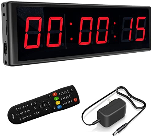 BTBSIGN Horloge murale numérique LED avec compte à rebours et chronomètre pour salle de sport (5,8 cm de hauteur numérique)
