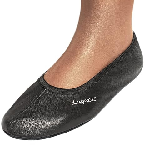 Lappade Schwarz, Weiß, Jeansblau, Rosa, Lila, Rot Gymnastikschuhe, Schläppchen, Turnschläppchen mit Ledersohle Gr. 28-46