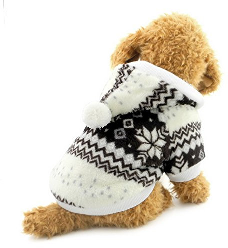 selmai Hundemantel/Hundejacke, Weihnachts-/Schneeflocken-Muster, mit Fleece gefüttert und mit Kapuze