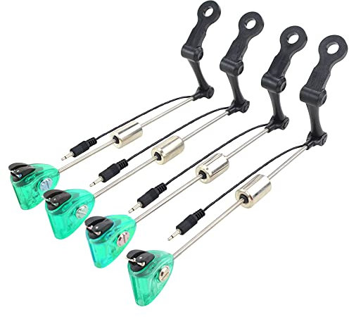 Hirisi Tackle 4 x Angel-Swinger, beleuchtete Bissanzeiger für Karpfenangeln, 4 Stück, grün