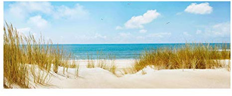 PPS. Imaging Glasbild Wandbild Glas Kunstdruck Strand an der Nordsee 30 cm x 80 cm